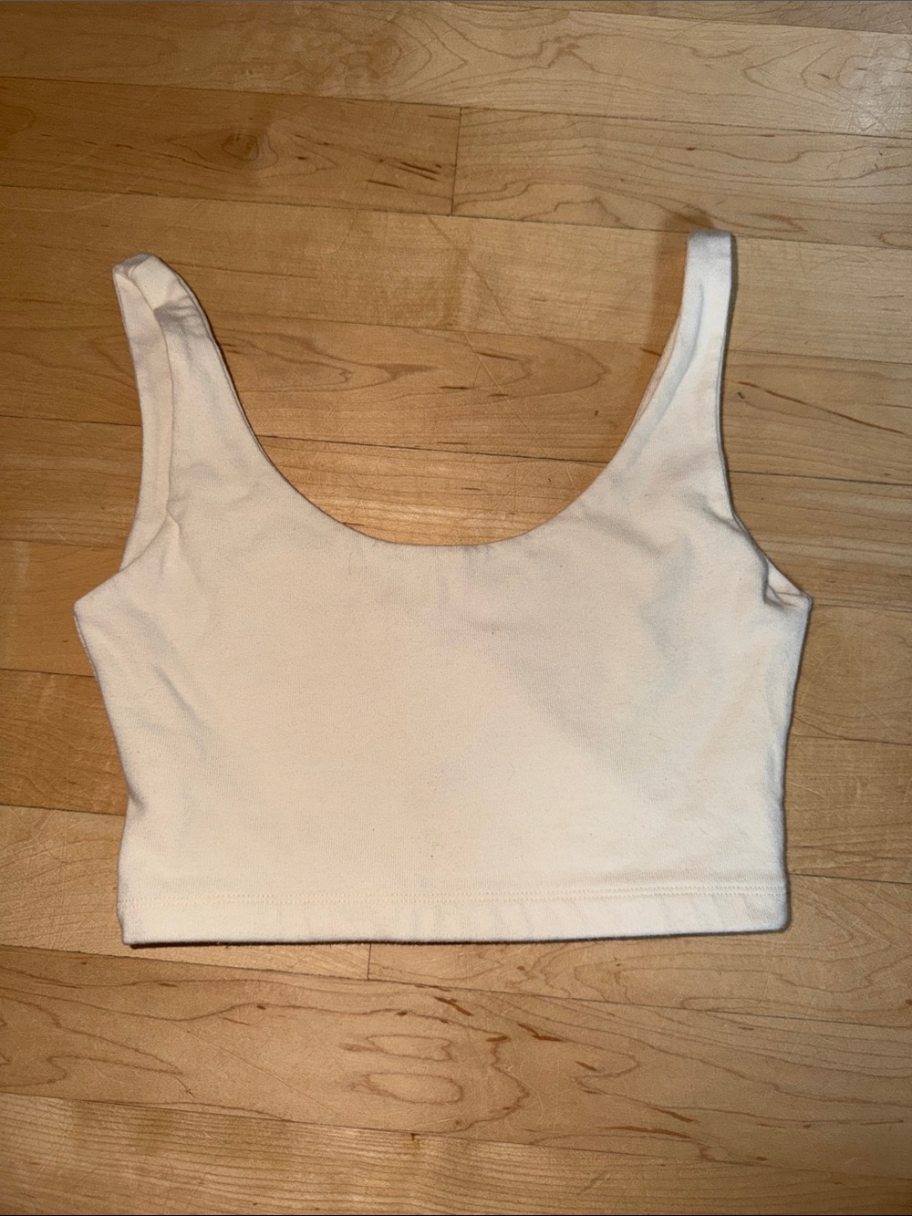 White Scoop Neck Crop Tank Top